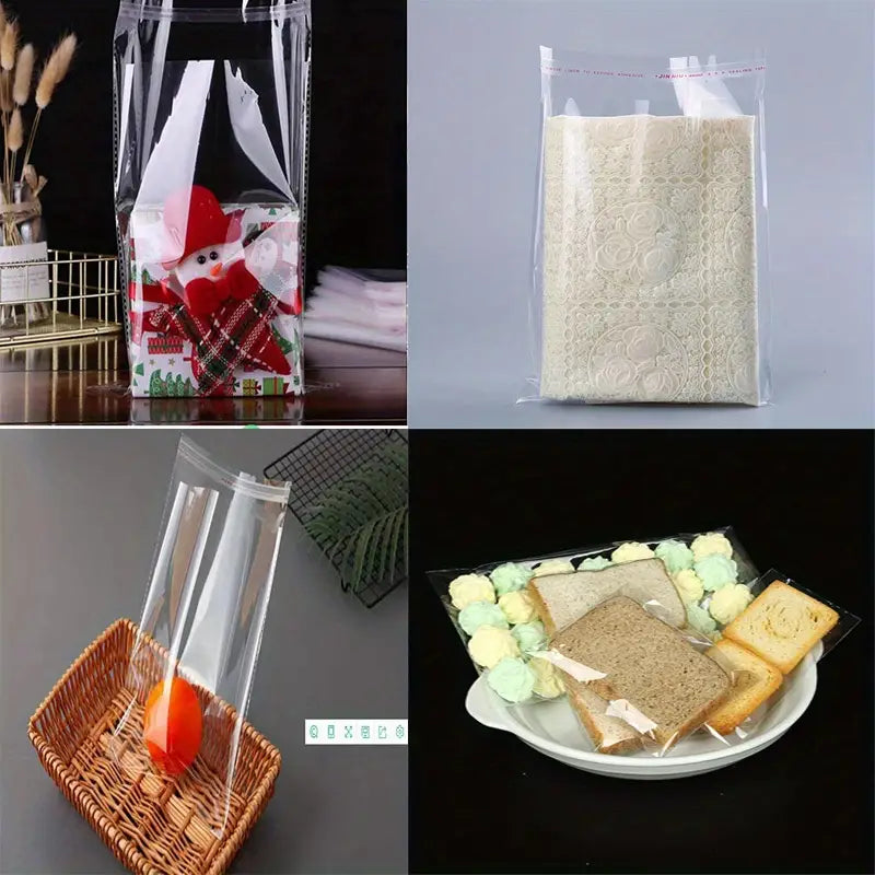 Bolsas transparentes reutilizables de polietileno para galletas y dulces de panadería