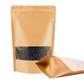 Embalaje 100PCS Bolsas resellables para almacenamiento de alimentos Bolsas de papel Kraft con ventana Bolsas de pie reutilizables para dulces Galletas Bolsas de papel termosellables para pequeñas empresas (3.9" X 5.9")