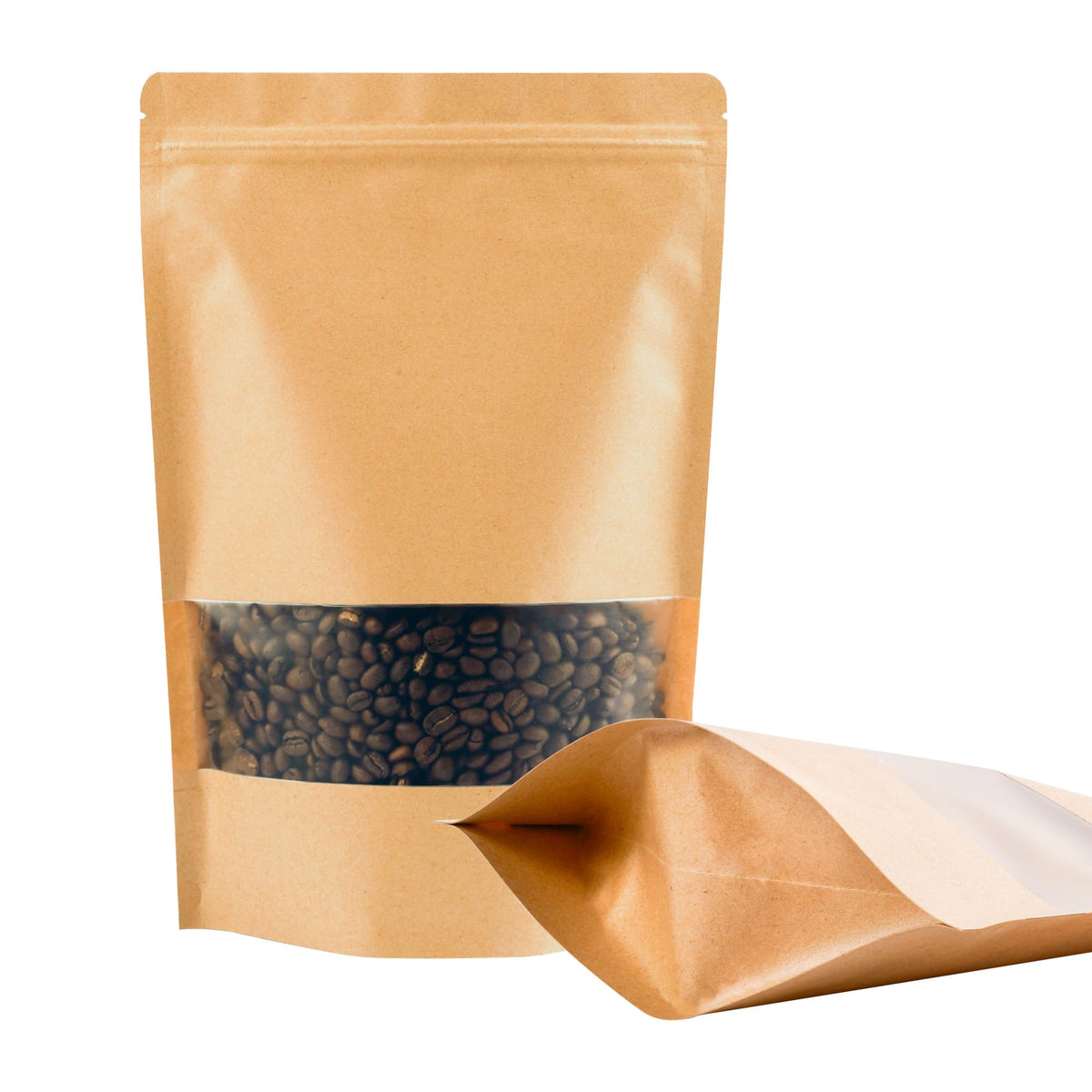 Embalaje 100PCS Bolsas resellables para almacenamiento de alimentos Bolsas de papel Kraft con ventana Bolsas de pie reutilizables para dulces Galletas Bolsas de papel termosellables para pequeñas empresas (3.9" X 5.9")