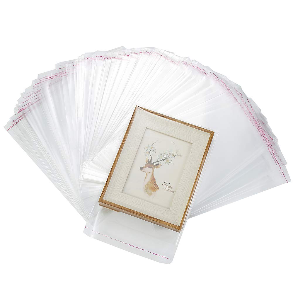 Paquete de 200 bolsas de celofán transparentes gruesas resellables de 6" x 7" con cierre autoadhesivo para panadería, galletas, tarjetas, regalos, polipropileno